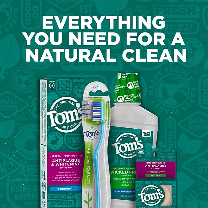 Tom's of Maine Sea Salt Natural Alcohol-Free Mouthwash, Refreshing Mint, 16 Fl Oz (Pack of 3)