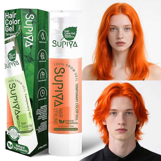 Temporary Hair Color - Washable Hair Wax for Men and Women, All-Day Hold Disposable Hair Wax for Party, Cosplay & Daily (Pumpkin Color #45)