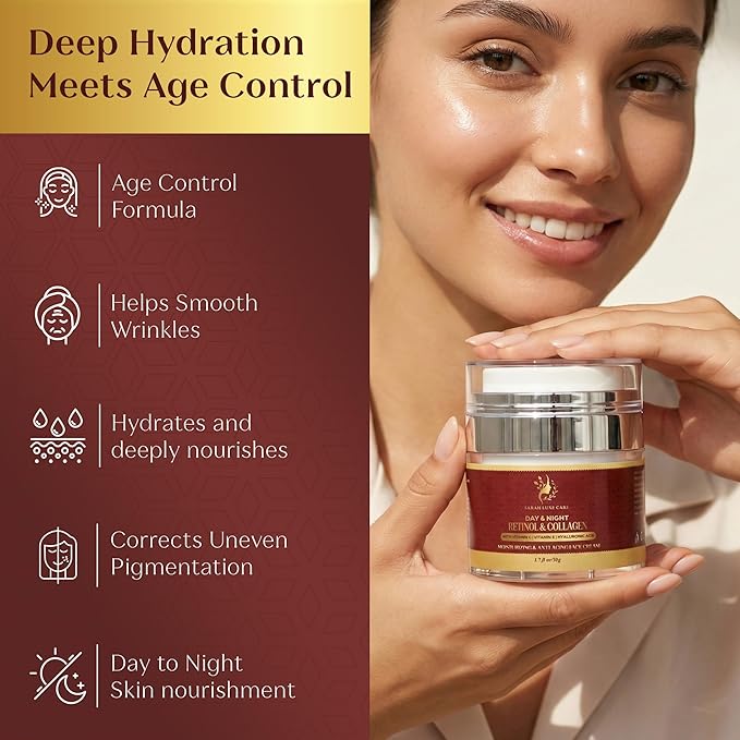 Dark Spot & Uneven Tone Face Cream with Retinol & Collagen – Anti-Aging Day & Night Moisturizer with Hyaluronic Acid for Women & Men, 1.7 oz