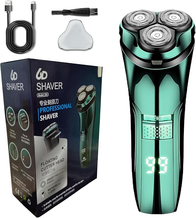 Electric Razor for Men with Pop-Up Trimmer, IPX7 Waterproof Electric Shaver, Rechargeable Cordless Shavers for Men, Type-C, 120Mins Runtime, Plug & Play