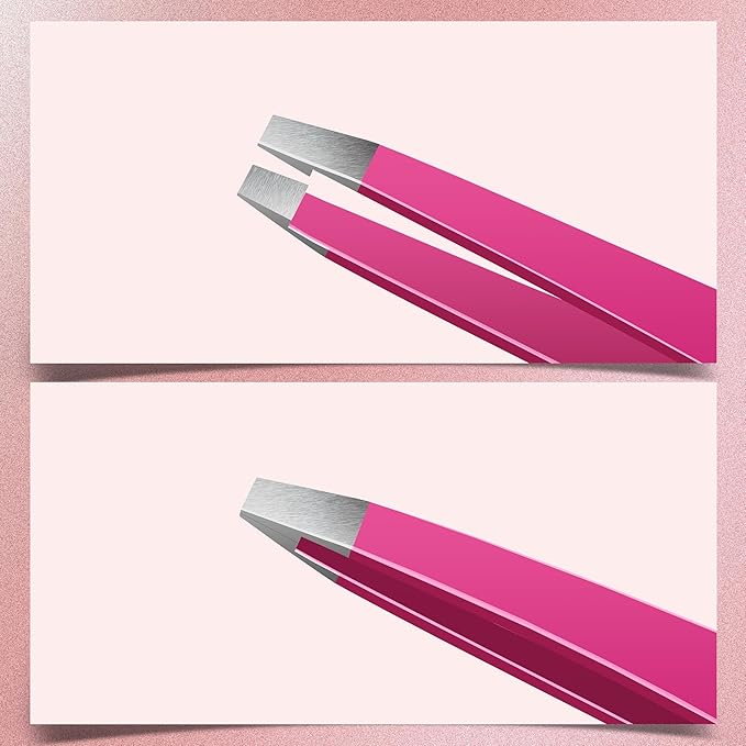 MARKHOR® Pink Aura Eyebrow Tweezers for Women Facial Hair, Splinter and Ingrown Hair Removal Tweezers Set, Professional Pointed and Slant Tweezers for Eyebrows, Precision Tweezers for Eyebrows