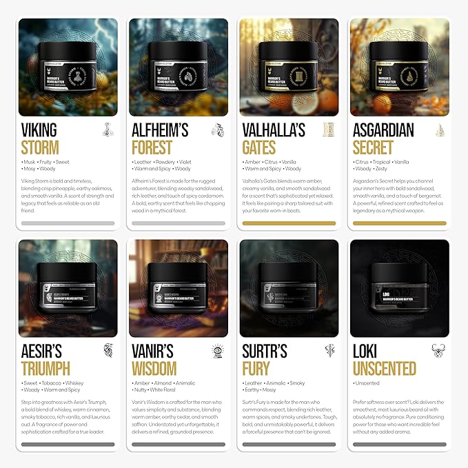 The Beard Struggle Warrior’s Beard Butter Viking Storm - Silver Collection - Handcrafted with Non-Greasy Low-Hold Formula, Luxurious Cologne-Grade Fragrances - 50g / 1.76 US. oz. Warrior-Glass Jar