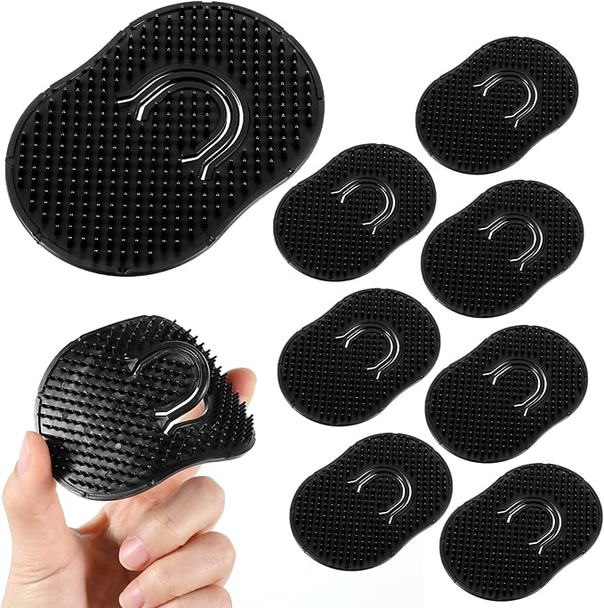 8 Pcs Soft Pocket Combs for Men Scalp Massage Shampoo and Beard Grooming Wave Palm Hair Brush Scalp Massager Brush Men(Black)