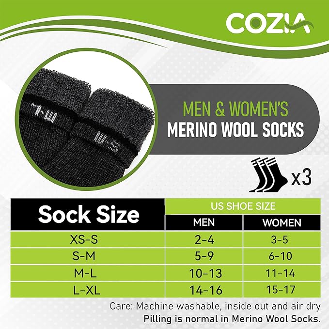 COZIA Merino Wool Socks for Men & Women Casual Warm Winter Cozy Thermal Socks