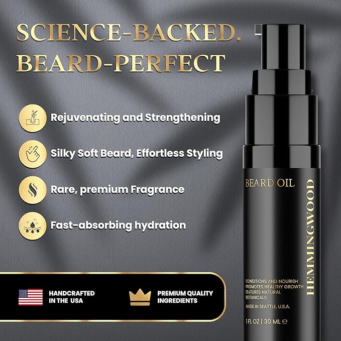 Beard Oil for Men – Oud, Sandalwood & Cedarwood Scent – Softens, Nourishes & Reduces Itch – Lightweight, Non-Greasy Formula with Jojoba & Argan Oil – Made in USA, 1 fl oz