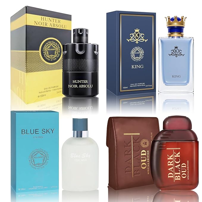 META-BOSEM Cologne for Men Set (100ml x 4PCS Variety Pack), bluesky4m, DarkOud, King4m, Hunter Noir, Long Lasting Perfume for Men All Day Use