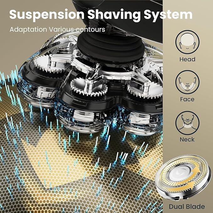 SHPAVVER 7D Head Shavers for Bald Men, Detachable Head Shaver LED Display Dry Wet Bald Razor, IPX7 Waterproof Electric Razor with Type-C Charge