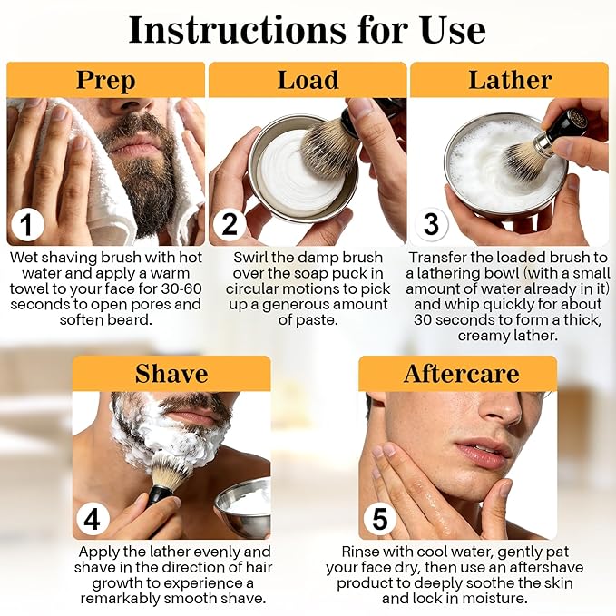 3.5oz Shaving Soap for Men - Sandalwood Shaving Soap Puck Foam Shave Cream with Shea Butter & Coconut Oil for Sensitive Skin Personal Care Products Bathroom Supplies Travel Essentials