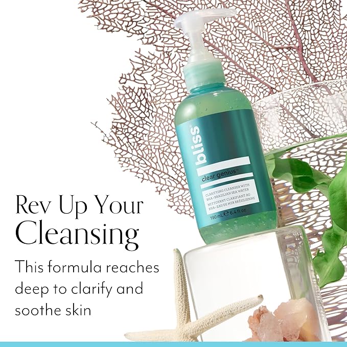 Bliss Clarifying Duo - Clear Genius Salicylic Acid Gel Cleanser + Overnight Liquid Peel - Visbily Reduce Pores Overnight and Clarify Skin with BHA & Niacinamide
