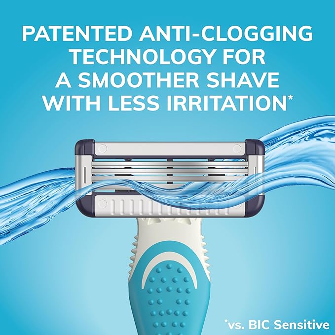 BIC EasyRinse Sensitive Anti-Clogging Men's Disposable Razors, Clinically Proven for Sensitive Skin, Shaving Razors With 4 Blades, 2 Count