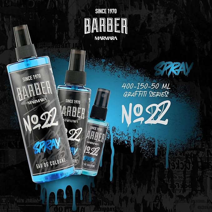 barber marmara Eau de Cologne Pump Spray Mens Graffiti After Shave Men's Fragrance Water Shaving Water Men Barber Men's Fragrances Body Spray Barbershop Travel Size (50 ml, No22)