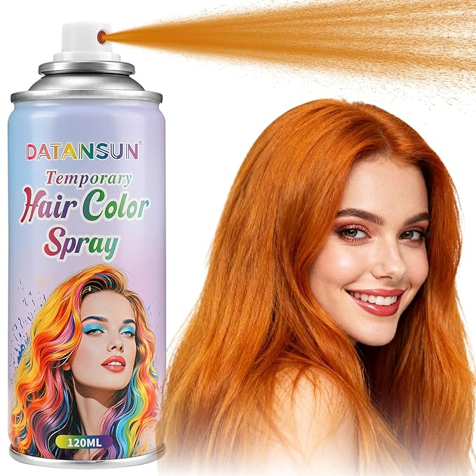 Orange Hair Spray【Instant Color】【Skin Friendly】【Easy To Clean】【Large Capacity】Washable Hair Color Spray For Women/Men 4.06 oz，14 Orange