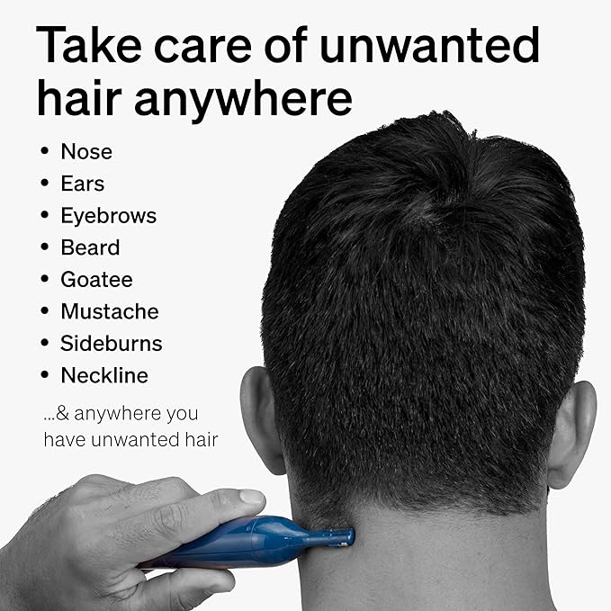 Schick Hair Trimmer, 3-in-1 Trimmer for Nose, Ear & Eyebrows, Painless Hair Removal, Cordless, Quick-Change Attachments, Waterproof, Expert Finish, Unisex Grooming
