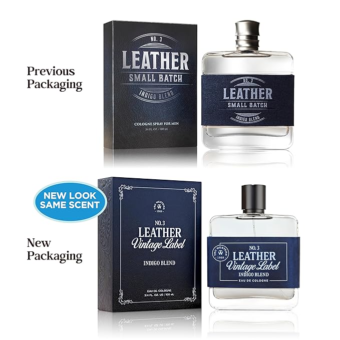 Tru Western Leather #3 Indigo Blend Men's Cologne, 3.4 fl oz (100 ml) - Clean, Smooth, Masculine