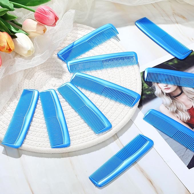 50 Pcs Pocket Combs for Men 5 Inch Cutting with Wide and Fine Teeth Plastic Professional Barber Haircut Small Anti Static Combs for Women Grooming Accessories for Beard(Blue)