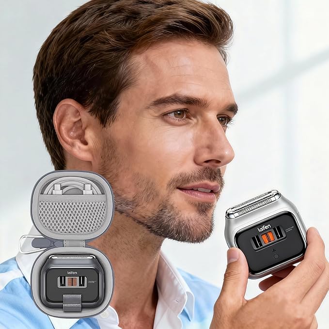 Electric Shaver Razor Case Compatible with Laifen P3 Pro, Hard Shell Compact Protective Travel Storage Box with Mesh Pocket for Shaver Accessories - Gray