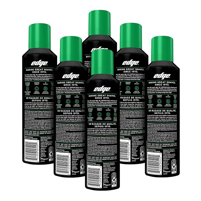 Edge Shaving Gel for Men, Soothing Aloe with Twice The Aloe, (6 Pack) - Shave Gel For Men That Moisturizes, Protects and Soothes To Help Reduce Skin Irritation