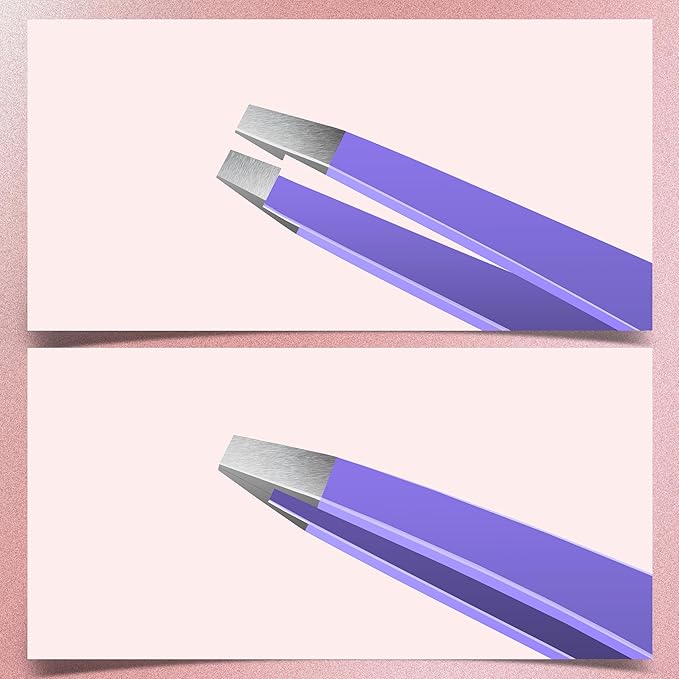MARKHOR® Purple Petal Eyebrow Tweezers for Women Facial Hair, Splinter and Ingrown Hair Removal Tweezers Set, Professional Pointed and Slant Tweezers for Eyebrows, Precision Tweezers for Eyebrows