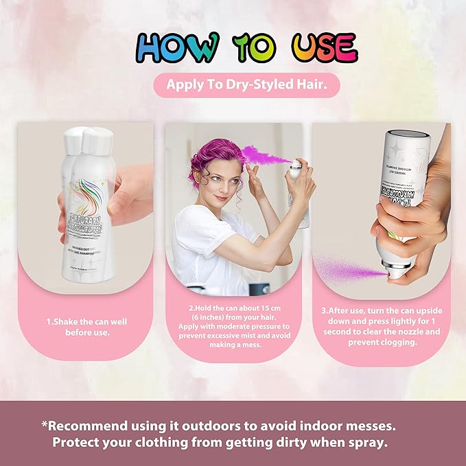 Pink Temporary Hair Color Spray - Gentle Formula, Washable & Non-Sticky | Instant Hair Dye Alternative for Adults | Halloween, Costume, Party Makeup, 150ml