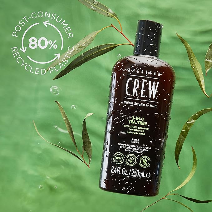 American Crew Shampoo, Conditioner & Body Wash for Men, 3-in-1, Tea Tree Scent, 33.8 Fl Oz