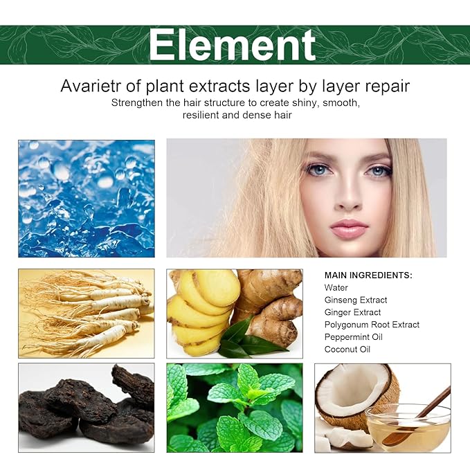 10ml Hair Growth Serum for Thinning Hair – Anti Hair Loss Treatment with Ginseng & Ginger Extract to Stimulate Follicles and Promote Denser, Stronger Hair