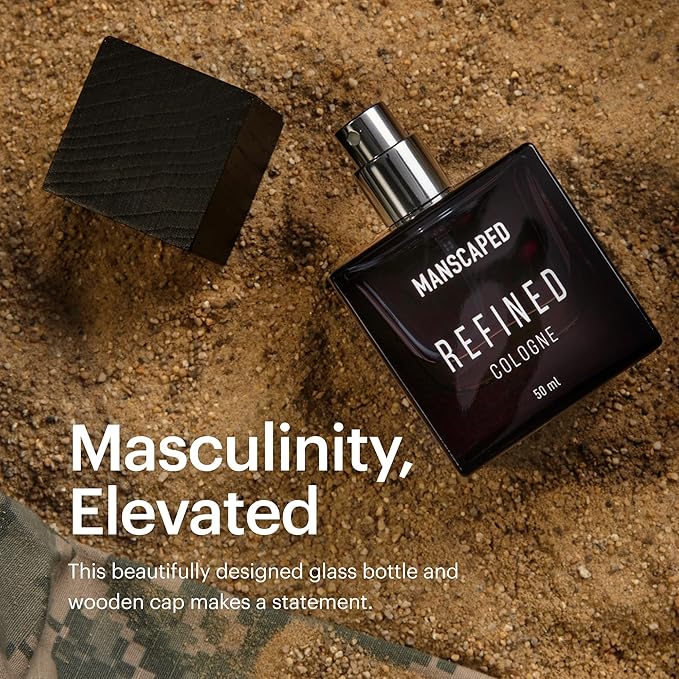 MANSCAPED® Refined® Cologne, Men's Eau de Toilette Body Spray with Burst of Citrus, Sambac Jasmine, Vetiver, Paraben-Free, 50ml