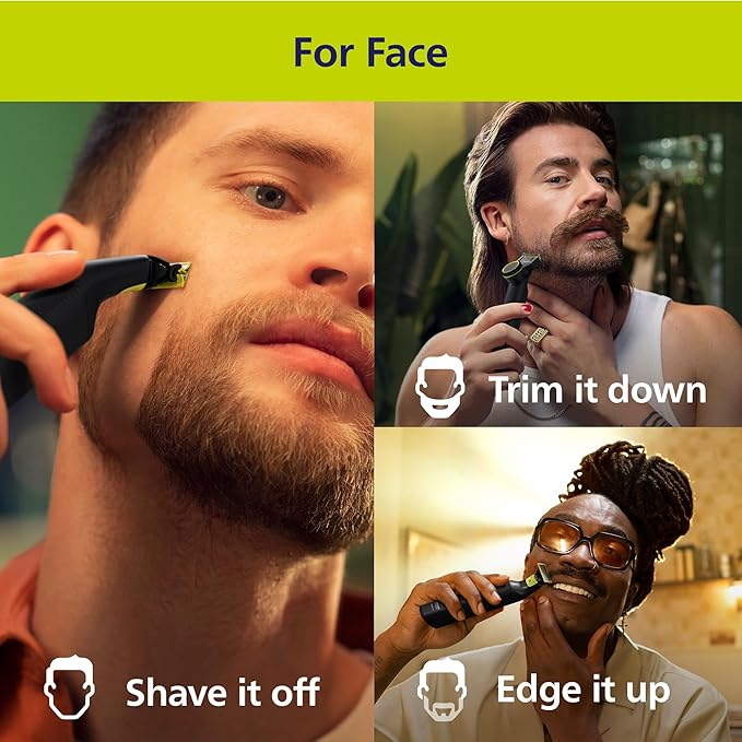 Philips Norelco OneBlade Pro 360 Face + Body, Electric Shaver, Beard Trimmer and Body Groomer, with 360 Blade Technology, 14-Length Precision Comb, Body Kit, Soft Pouch, Model QP6542/70