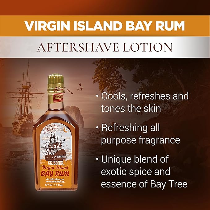 Clubman Pinaud Virgin Island Bay Rum Shave Cologne, After Shave Fragrance, 6 fl oz
