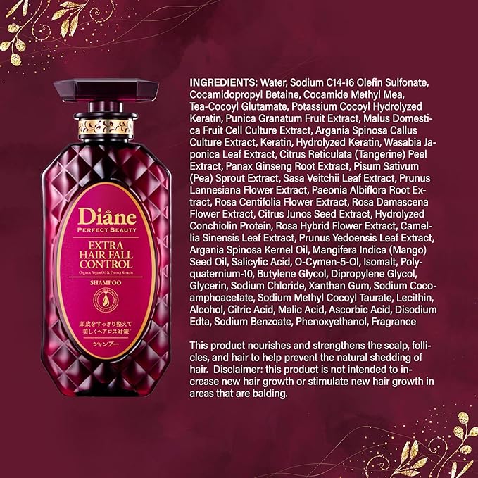 Moist Diane Anti Hair Loss Shampoo and Conditioner Set for Women & Men, Hair Thickening Shampoo for Hair Fall by Argan Oil, Keratin, Ginseng Root, Wasabi Extract in Japan 30.4 Fl Oz HAIR FALL CONTROL