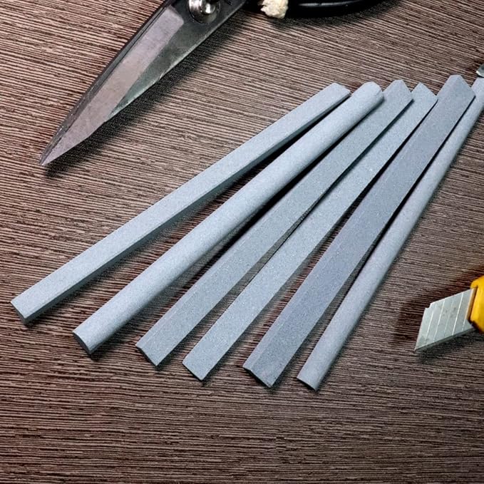 Sharpening Stone Set,6 pcs 180# Wood Carving Sharpener Whetstone Set for for Wood Carving Knives/Chisels&Most Bladed Cutting Tools,Variety of Shapes (Length:appr.5.90inch)