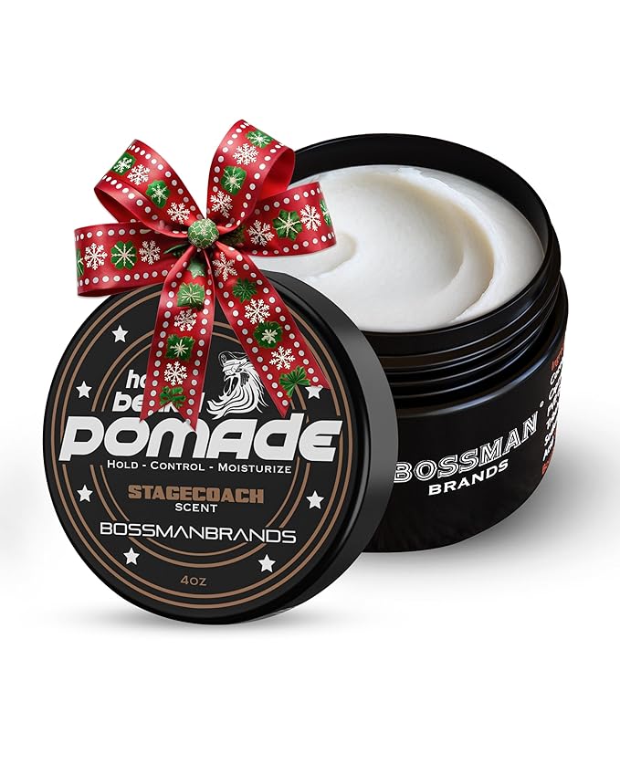 Bossman Hair & Beard Pomade for Men (Stagecoach Scent) – Medium Hold & Moisturizing for Hair, Beard & Mustache Styling – Made in USA