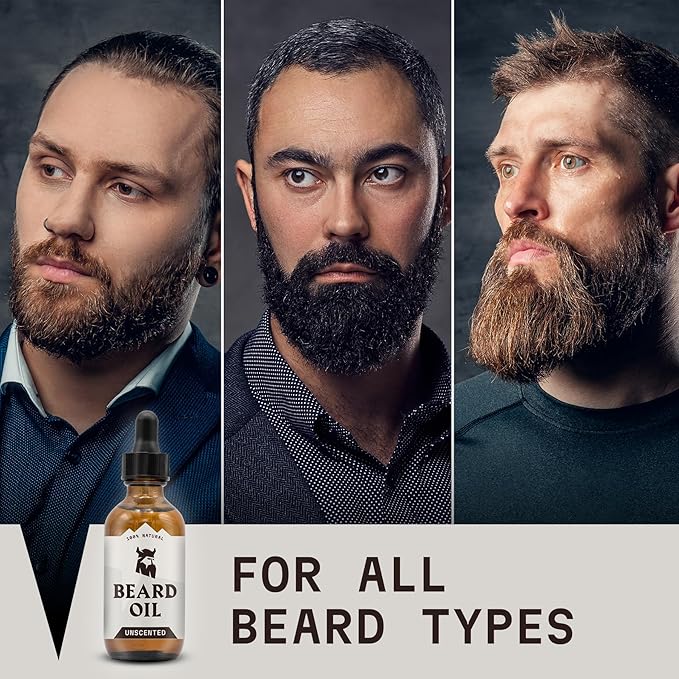 Striking Viking Unscented Beard Oil for Men - 2 Fl Oz, Fragrance-Free - Clear Beard & Mustache Conditioner with Jojoba & Argan Blend, Almond & Tea Tree Oils for Growth & Sensitive Skin