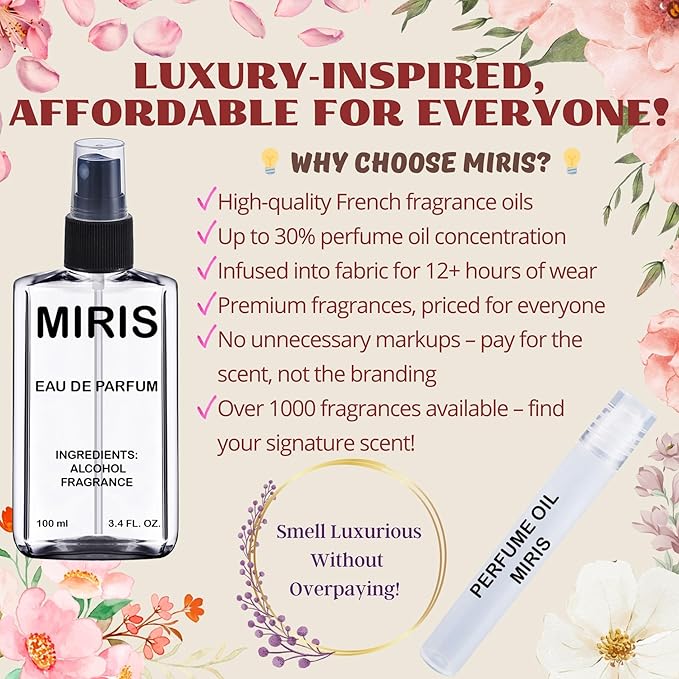 MIRIS No. 49481, Inspired by Dark Rebel, Long-Lasting Eau de Parfum for Men, Spray 3.4 Fl Oz / 100 ml
