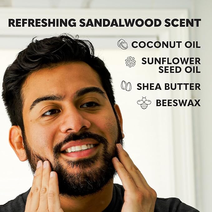 The Beard Club Sandalwood Beard Butter - Men's Leave-In Conditioning Balm, Softener and Moisturizer for Styling and Care - 2oz