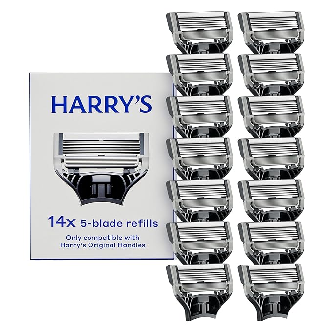 Harry's Original Razor Blades for Men - 14 Count - Premium Razor Blade Refill Cartridges - German Engineered