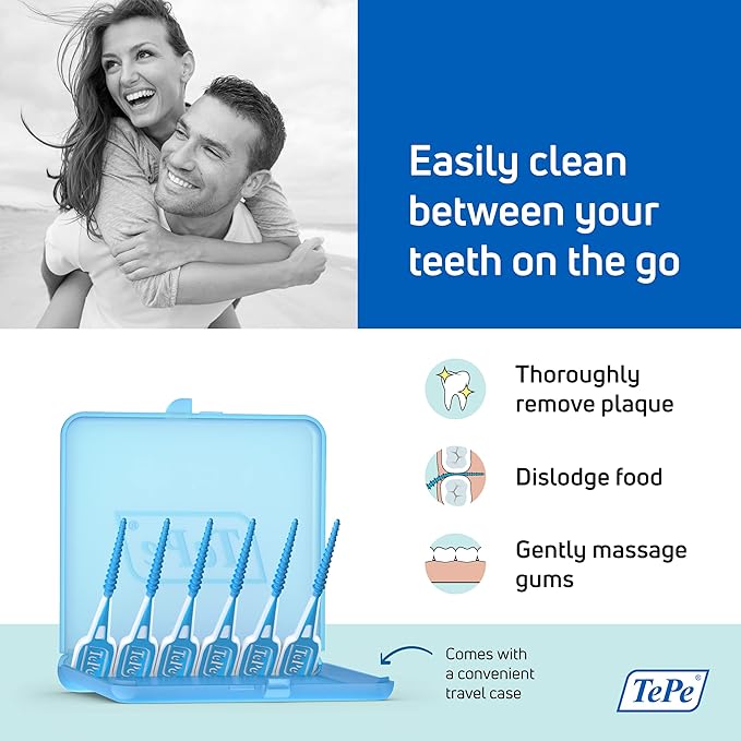 TEPE Dental Floss Picks, Tooth Picks Flossers, Floss Sticks, EasyPicks M/L, Blue, 36 Pk
