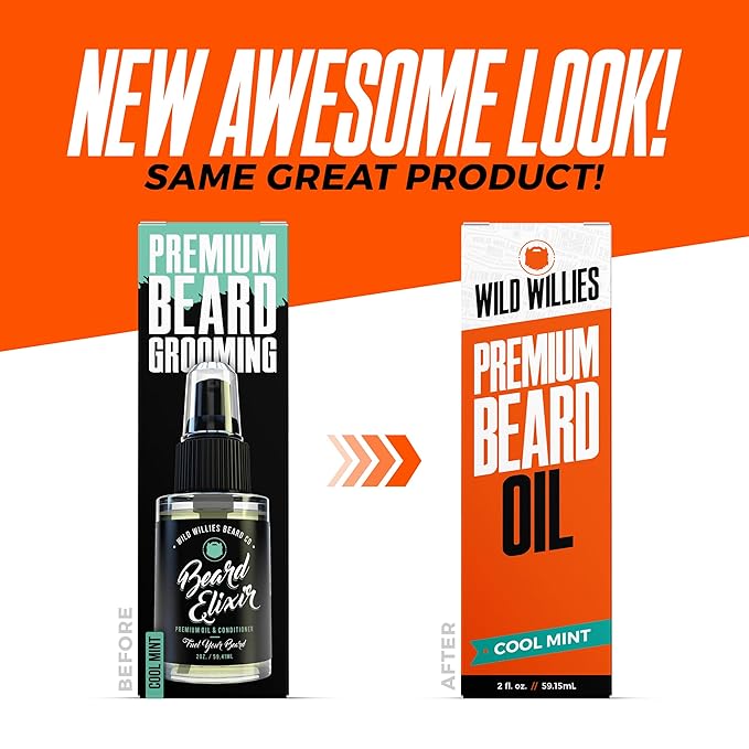 Wild Willies Premium Beard Oil & Conditioner Natural, Organic Ingredients Promote Fast Beard Growth, Removes Itch & Dandruff - Deep Softener Treatment Restores Moisture - 2 Oz, Cool Mint Scent