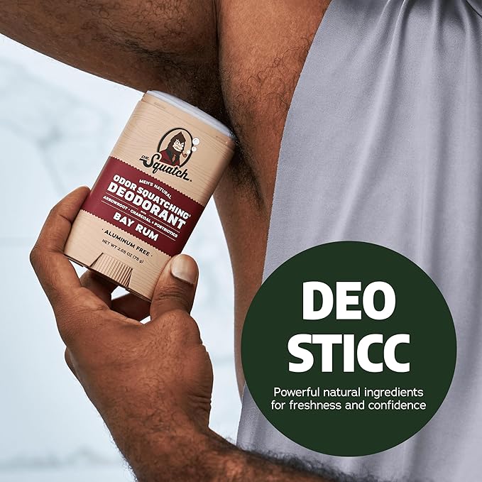 Dr. Squatch Natural Deodorant for Men - Odor-Squatching Aluminum Free - Coconut Castaway & Fresh Falls (2.65 oz, 2-Pack)