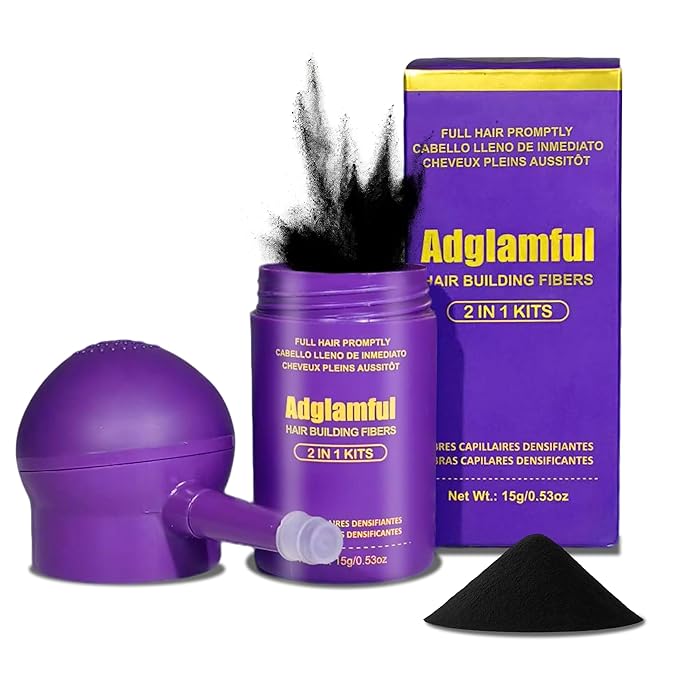 Hair Building Fibers, Hair Fibers for Thinning Hair with Spray Applicator, Long-lasting Natural Fuller Look, Instantly Thicker Hair for Women & Men (Black, 15g)