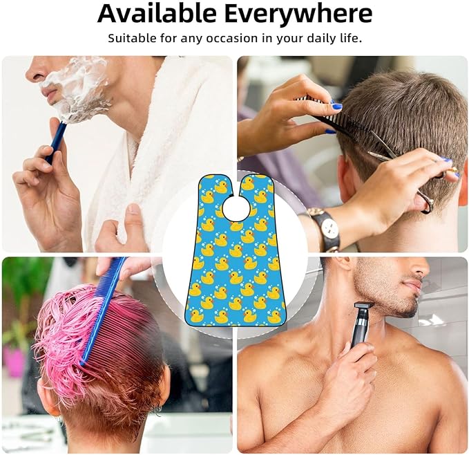 Non-Stick Beard Bib for Shaving, Yellow Rubber Duck Shave Bib, Waterproof Hair Catcher with Suction Cups, Grooming Apron Men Husband
