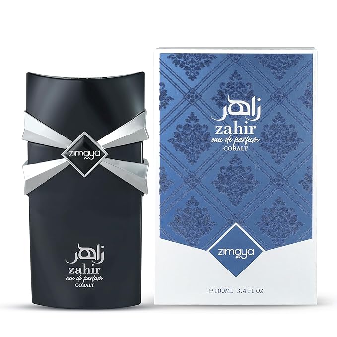 zimaya Zahir Cobalt Eau De Parfum for Men – A Refined, Woody Fragrance with Amber, Musk & Spicy Notes, 3.4 Fl. Oz