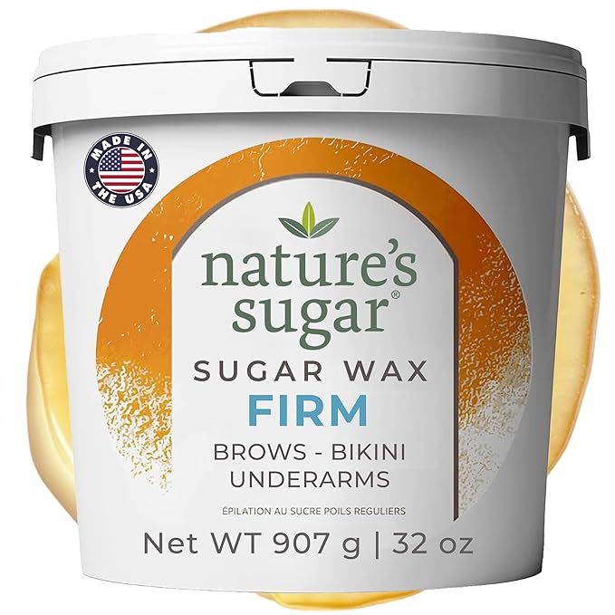 Nature’s Sugar Firm Sugar Wax Hair Removal Paste for Coarse Hair - Brows, Underarms & Bikini – Smooth Stripless for Body, Face & All Skin Types – Gentle on Sensitive Skin & Long-Lasting – 32 oz