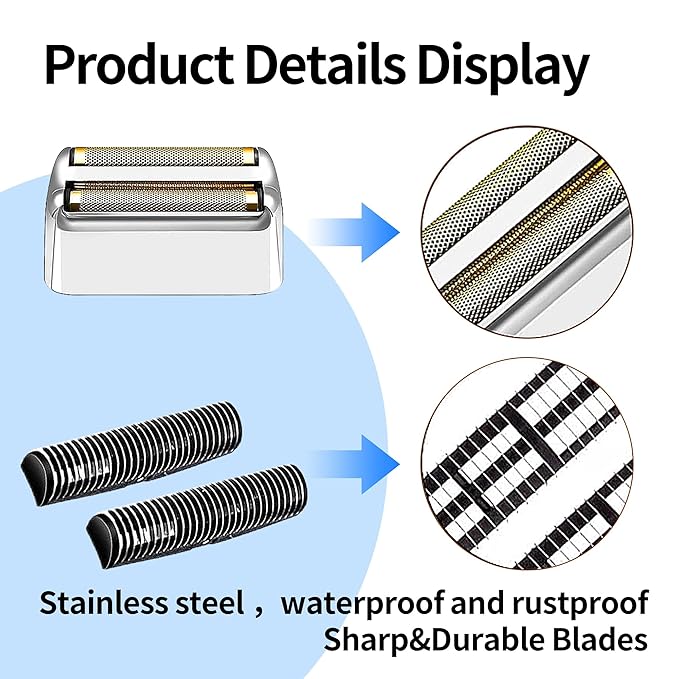 1 pack Professional Replacement Foil and Cutters for BaBylissPRO Barberology Double Foil Shaver, Compatible with BaBylissPRO Barberology FXFS2 Shaver，Silver