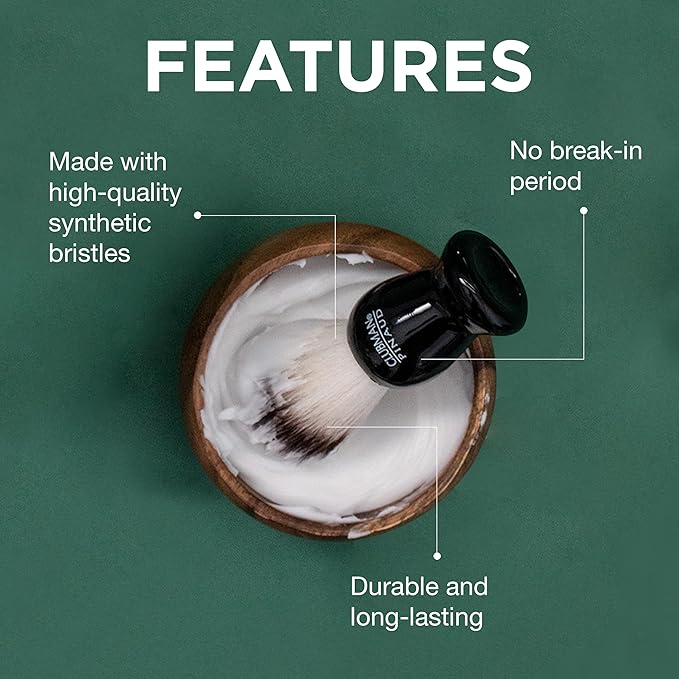 Clubman Pinaud Shave Brush – Classic Shaving Brush for Men, Soft Bristles, Ideal for Lathering Shaving Soap, Black Handle, 1 Pack