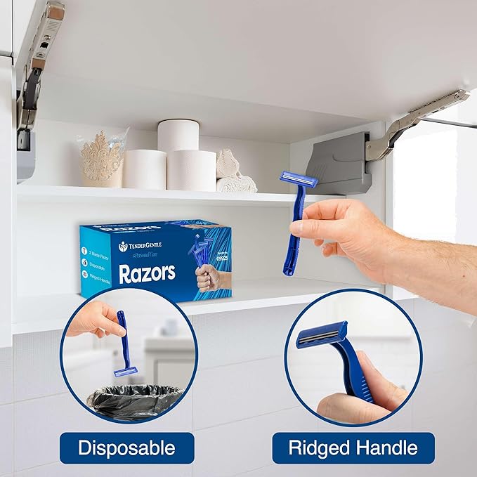Disposable Razors for Men and Women - Pack of 50 Shavers - 2 Blade Razors, Bulk - for Shaving, Tattoos, Hospitality, and More