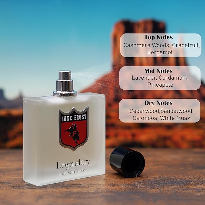 Lane Frost Legendary Frosted Cologne for Men - Fresh Western Fragrance with Crisp Citrus and Woodsy Notes - Cool Masculine Cologne Spray for the Modern Authentic Cowboy - Long Lasting Men’s Scent