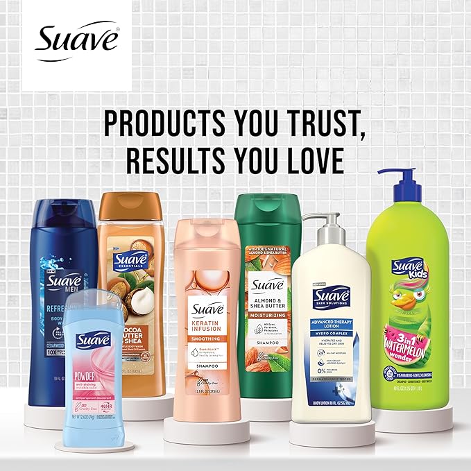 Suave Body Wash Variety 2-Pack, Ocean Breeze + White Tea & Lavender – Gentle Body Washes with Fresh Blend Oil Essence, 18 Oz Ea