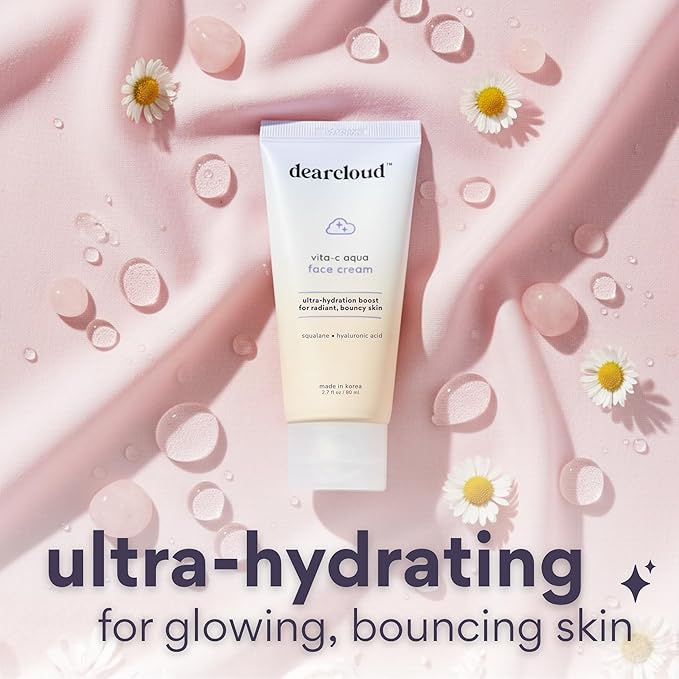 dearcloud Vita-C Aqua Face Cream – Face Moisturizer with Vitamin C, Squalane Oil for Face, Hyaluronic Acid Serum Hydration – Moisturizer for Women and Men (2.7 fl oz)