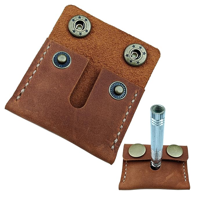 Handmade Leather Safety Razor Travel Cover, Double Edge Razor Head Protective Sheath For men Fits Most Safety Razors (Brown)