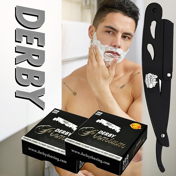 Derby Premium Single Edge Razor Blades, Ultra Sharp, Chromium - Ceramic - Platinum - Tungsten and Polymer Coated Edges (1)